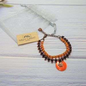 Shell Orange  Bead Girl Bracelet Artisan crystal